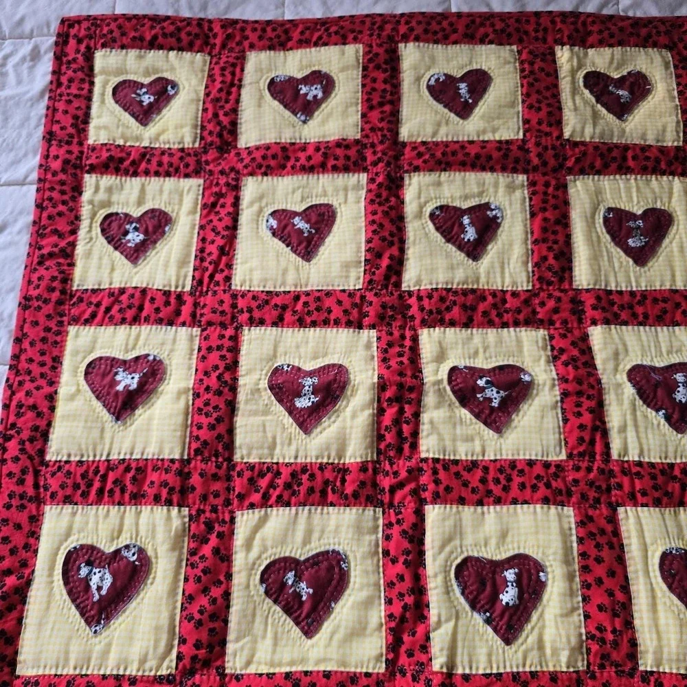 Handmade Disney 101 Dalmatians Baby Quilt Set Plush Dogs Burp Cloth‎ Gift